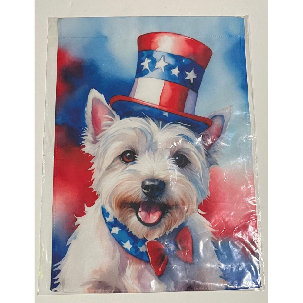 New West Highland Terrier Patriotic American Garden Flag 4th of July Fourth